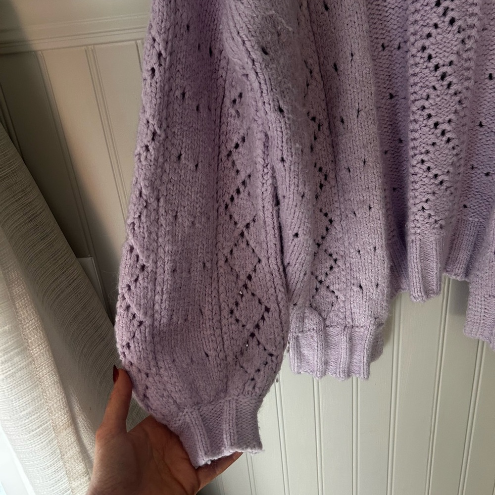 Billabong Medium Lilac Purple Open Front Knit Blissed Out Cardigan - Picture 5 of 6